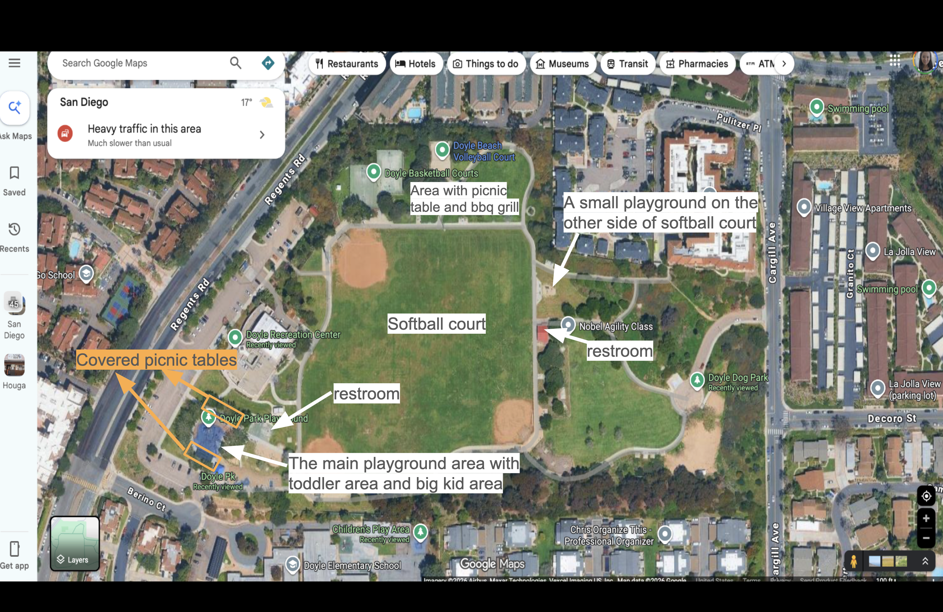 Doyle Community Park annotated park map