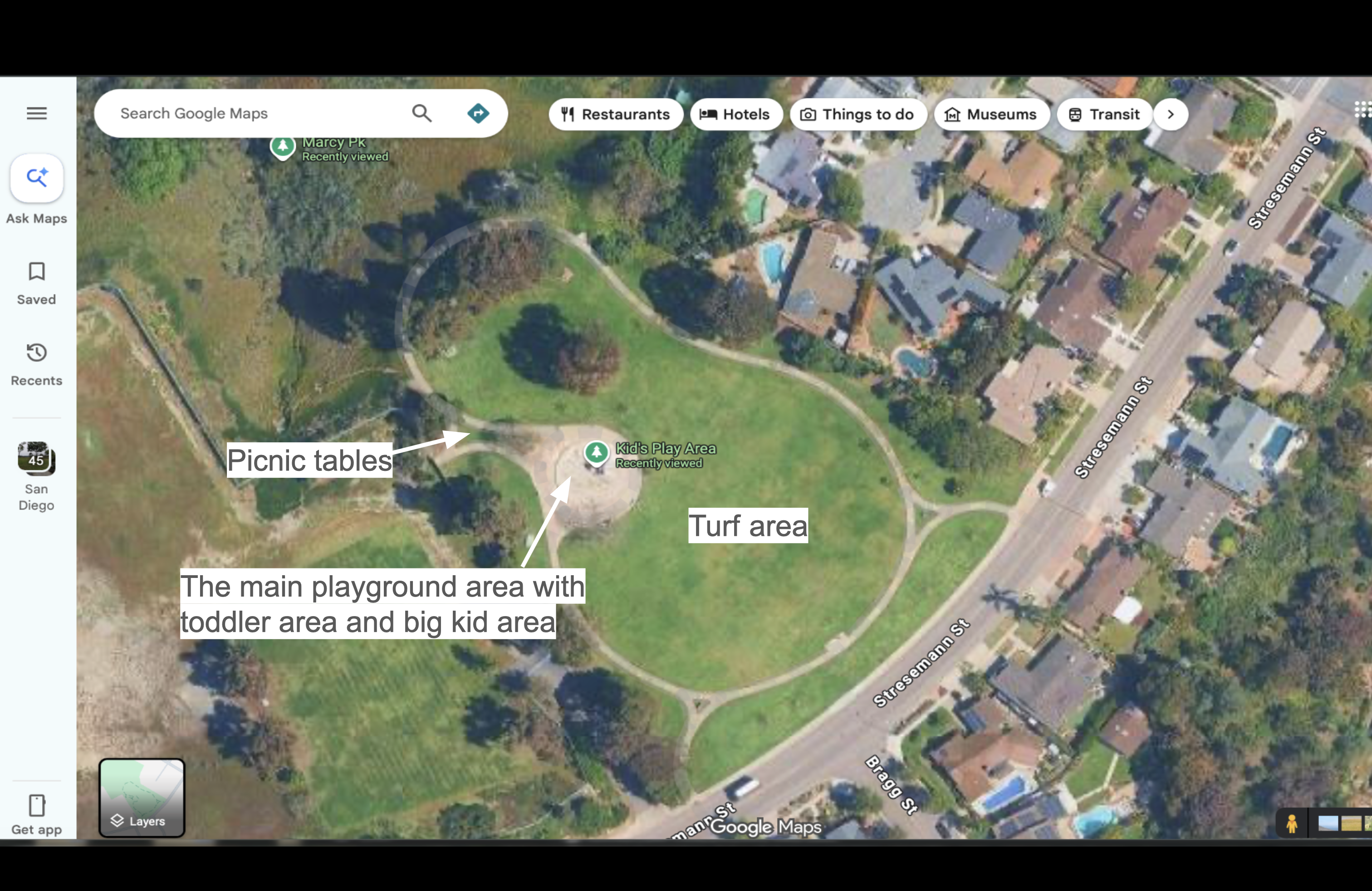 Marcy Neighborhood Park annotated park map